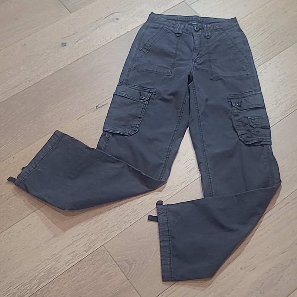 American Eagle Pants Women's sz 00 Black Stretch Mid Rise Cargo Pants